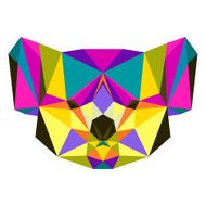 Abstract bright colored polygonal triangle geometric koala isolated on white