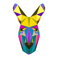 Abstract bright colored polygonal triangle geometric kangaroo isolated on white