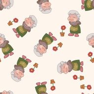 family grandmother character cartoon seamless pattern background N10