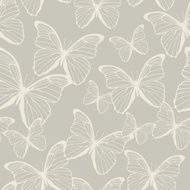 Seamless pattern with outline butterflies