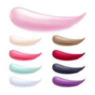 Cosmetic products color samples smudges set
