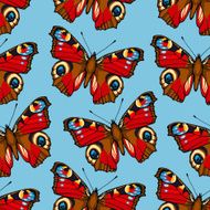 Seamless pattern with peacock butterflies N2