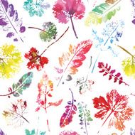 crazy beautiful watercolor pattern of leaves handmade painted N3