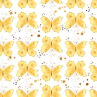 Watercolor seamless pattern with butterflies
