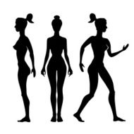 Vector silhouette woman on a white background N4