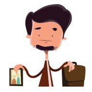 Businessman devided between family and job vector illustration cartoon character