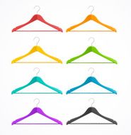 Coat hanger wood set isolated on white Rainbow