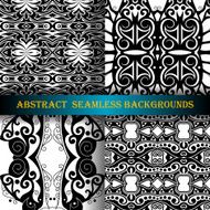 Vector Set of 4 Seamless Monochrome Abstract Pattern N8