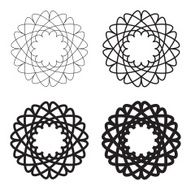 Set of black circular linear icons logos monograms emblems