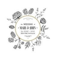 Hand drawn floral wedding invitaion Floral template Vector illustration N2