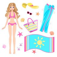 paper doll in beach clothes