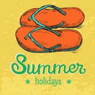 Poster with hand drawn flip flops N2