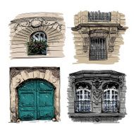 Set of Paris architecture elements vector illustration