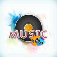 Musical concept with musical instruments and notes