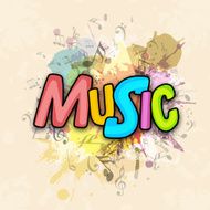 Colorful text with musical notes