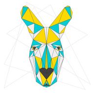 Abstract blended colored polygonal triangle geometric kangaroo isolated on white