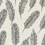 Vector seamless pattern feathers bird N2