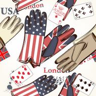 Fashion seamless pattern with cards and gloves decorated by Brit