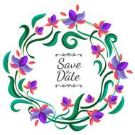 Vector floral frame with purple flowers Nature background