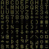 Yellow dot digital font and symbol set vector illustration