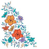 Vector hand-drawn pattern with flowers and leaves Colorful floral background