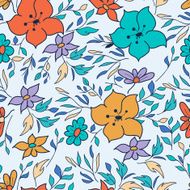 Vector seamless hand-drawn pattern with flowers and leaves N6