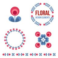 Set of design elements - retro flowers
