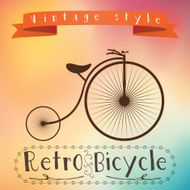 Retro bicycle on colorfull background Text in vinage frame