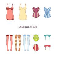 Set of underwear Colored stockings corsets garter belt robe