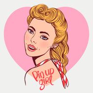 smiling blond pin-up girl