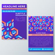 abstract geometric violet red orange flyer placard temp