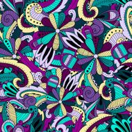 Seamless pattern background with abstract ornaments Hand draw illustration N7