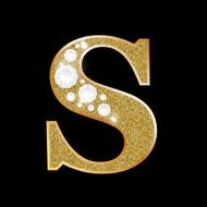 Letter S of gold and diamond