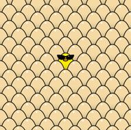 Yellow Chick Wearing Ladies Style Sunglasses amongst Brown Eggs