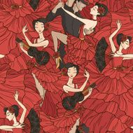 Pattern with tango and flamenco dancers N3
