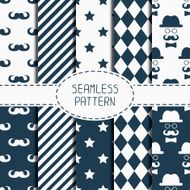 Set of hipster fashion geometric seamless pattern Mustache Wrapping paper