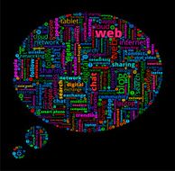 Thought Bubbles on Modern Communication and Technology Word Patt