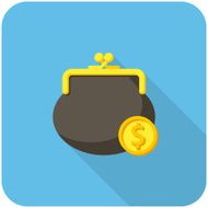 Purse and coin icon N2