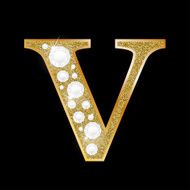 Letter V of gold and diamond