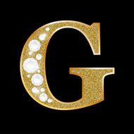 Letter G of gold and diamond