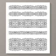 Set of seamless lace borders with transparent background N2