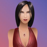 Girl portrait dark hair with pendant