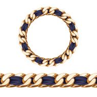 Golden chain with black fabric ribbon vector brush