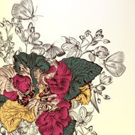 Floral background with engraved flowers N2