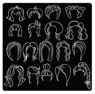 Vector silhouette of a variety hairstyles