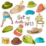 Doodle collection of different hats N2