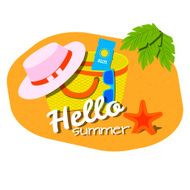 Beach bag with a hat sunglasses suntan lotion