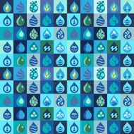 Seamless pattern with water icons in flat design style