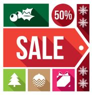 christmas sale flat icons
