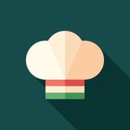 Italian toque flat square icon with long shadows